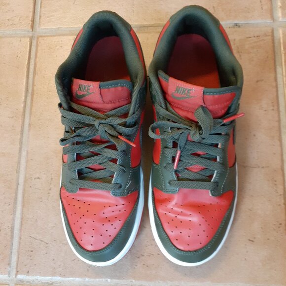 Size 8.5 Nike Dunk Low Cargo Khaki Mystic Red Sneakers DV0833-600 - Picture 3 of 10